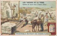 Treasures of the earth. Marble quarries white Carrara (Italy) - Sculpture, French trade card (front)