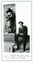 “L. A. Whitehouse, Quincy, Massachusetts. Beside the model of Virgin and Child for a memorial he designed.”  From “Granite Marble & Bronze,” April 1921, pp. 29-36.