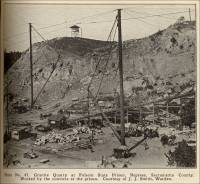 Granite quarry at Folsom State Prison, Represa, Sacramento County. Worked by the convicts at the prison. (circa 1919)