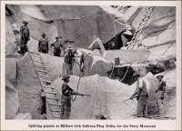 Splitting granite at Milford with Sullivan plug drills, for the Perry monument