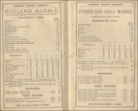 1889 Price List Rutland, Sutherland Falls and Mountain Dark Marbles, Vermont Marble Co., Proctor, Vermont, pp. 6-7