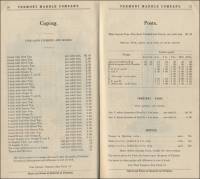 "Price List of Rutland White, Rutland Blue, Sutherland Falls, Esperanza Blue, Pittsford Valley, Riverside" marbles for 1910, Vermont Marble Co. Proctor, VT, pp. 16-17
