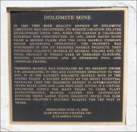 Plaque on the Dolomite Mine (Quarry) Memorial, near Lone Pine, CA 