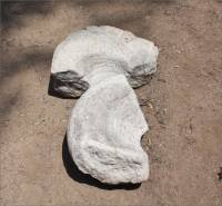 Broken stone mortar at the San Diego Mission, San Diego, CA
