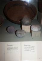 Burden Basket & Discoidal Stones display, San Diego Mission, San Diego, CA