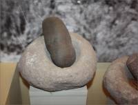 Stone mortar and pestal display, San Diego Mission, San Diego, CA