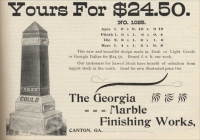 Georgia Marble Finishing Works, Canton, Georgia, Advertisement in The Monumental News, March 1895, pp. 201