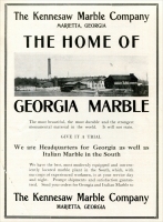 Kennesaw Marble Company Advertisement from The Monumental News, January 1909, pp. 1