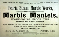 Peoria Steam Marble Works, Peoria, Illinois, early business card (back)