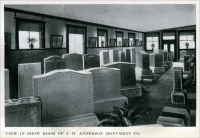 “View in show room of J. H. Anderson Monument Co.” (from “Old Chicago Firm Changes Hands,” J. H. Anderson Granite Company of Chicago, Illinois (& the new proprietor, Stotzer Granite Co., of Wisconsin), from “The Monumental News,” May 2015)