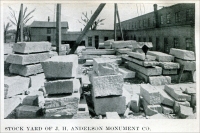 “Stock yard of J. H. Anderson Monument Co.” (from “Old Chicago Firm Changes Hands,” J. H. Anderson Granite Company of Chicago, Illinois (& the new proprietor, Stotzer Granite Co., of Wisconsin), from “The Monumental News,” May 2015)