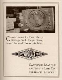 Carved panel for the First Liberty Savings Bank, Eagle Grove, Iowa, circa 1923