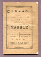 Front cover of D. L. Kent & Co. Marble Price List January 1, 1891