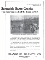 Sunnyside Granite Quarry, Standard Granite Co., Barre, Vermont Advertisement in Granite, Marble Bronze, August 1917, pp. 16