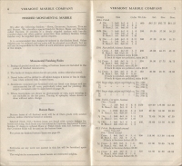 Pages 6 & 7 of the Vermont Marble Co. "Price List of Monumental Marble," Effective Sept. 1, 1946 (Price List for Design Book #21)