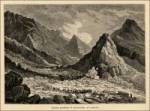 “Marble quarries of Ravaccione, at Carrara,” Italy, engraving from a late 1800’s magazine