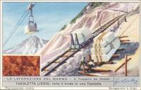 French Trade Card - Marble Quarrying, front (ca 1903)