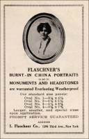 Flaschner’s Burnt-on China Portraits for Monuments & Headstones advertisement (from Monumental News magazine, Jan. 1921, pp. 87) 