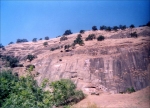 Closeup of the old inactive McGilvray sandstone quarry located on the Sites-Maxwell Road, Colusa County, California