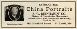 A. G. Reinehardt Co. China Portrait (1927 Advertisement in American Stone Trade Magazine)
