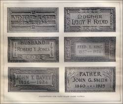 Suggestions for Sand Blast Name Panels (from Monumental News, Aug., 1926, pp. 522)