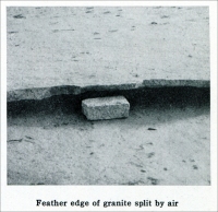 “Feather edge of granite split by air.” (From “Cleaving Granite by Compressed Air,” “Mine and Quarry,” July-August 1913, pp. 744-749)