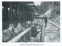 “Condenser Wells, with Channeler at work.” “Channeling Rock Walls for Foundations,” in Mine and Quarry, October 1912, pp. 644.