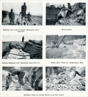 “Sullivan rock drill on bench, Shanango Limestone Co.” (from “Quarrying with Hammer Drills,” “Mine and Quarry,” Aug, 1911, pp. 538)