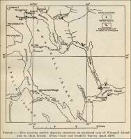 Map of marble deposits examined on mainland east of Wrangell Island and on Ham Island, Alaska, circa 1920.