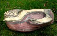 Jupiter Marble birdbath sculpture from Alaska, Gary McWilliams, Stone Arts of Alaska