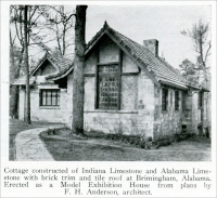 Cottage constructed of Indiana Limestone and Alabama Limestone with brick trim and tile roof at Birmingham, Alabama, from from Stone, Vol. XLVI, No. 8, August 1925, pp. 492