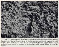 Pillow basalt in the Franciscan formation exposed along the Arroyo San Antonio, Marin County