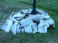 Photograph of a close-up of some pieces of marble from the Oleta Marble Quarry