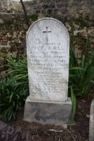 Marble cemetery stone of Daniel A. Hill in the Santa Barbara Mission Cemetery, CA