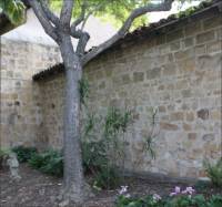 Sandstone and mortar wall in the Santa Barbara Mission Cemetery, CA