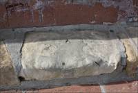 Portion of sandstone block steps at the Santa Barbara Mission lavanderia (CA)