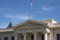 Closeup of the Inyo County Courthouse, Independence, CA