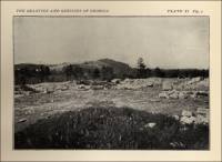 A general view from Collinsville Mountain to Pine Mountain in the background, the White area on the latter showing the location of its extensive quarries. In the foreground, is a flat-surface quarry, Lithonia area of Georgia (circa 1902)