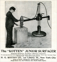 Foster & Hoster, Chicago, Illinois, Central States Agents for Berger-Carter Co., San Francisco, Cal., Pacific States Agents for H. G. Kotten Co., New York City, “Kotten” Junior Surfacer advertisement