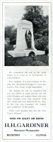 H. H. Gardiner, Monument Photographer, Rockford, Illinois, Advertisement from Granite Marble & Bronze, February 1917, pp. 5