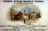 Peoria Steam Marble Works, Peoria, Illinois, early business card (front)
