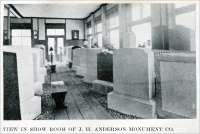 “View in show room of J. H. Anderson Monument Co.” (from “Old Chicago Firm Changes Hands,” J. H. Anderson Granite Company of Chicago, Illinois (& the new proprietor, Stotzer Granite Co., of Wisconsin), from “The Monumental News,” May 2015)