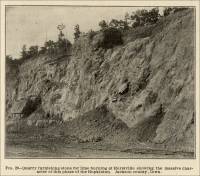 Quarry furnishing stone for lime burning at Hurstville showing the massive character of this phase of the Hopkinton. Jackson county, Iowa. 