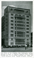 “New home of the Columbia Club, Indianapolis, Indiana. Showing a façade of dignified simplicity made possible through the use of Indiana limestone for ashlar and carved decorative work. Rubush & Hunter, Architects.”  from Stone, Vol. XLVI, No. 10, October 1925, pp. 615