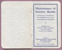 “Maintenance of Interior Marble” (front cover) by Phenix Marble Company, Kansas City, Missouri