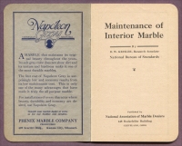 “Maintenance of Interior Marble” (title page) by Phenix Marble Company, Kansas City, Missouri