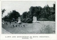 “Lawn and monuments in Hope Cemetery, Barre, VT.”  “Cemetery Successful in Beauty,” in The Monumental News, July 1929.