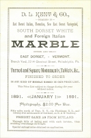 Title page of D. L. Kent & Co. Marble Price List January 1, 1891