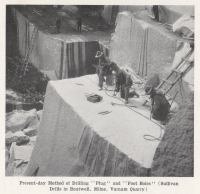 &ldquo;Present-day Method of Dilling &lsquo;Pug&rsquo; and &ldquo;Foot Holes&rsquo; (Sullivan Drtills in Boutwell, Milne, Varnum Quarry),&rdquo; from &ldquo;The Granite Industry of Barre, Vermont,&rdquo; &ldquo;Mine and Quarry,&rdquo; Jan. 1910