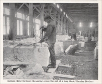 “Sullivan hand surfacer channeling across the end of a long block, Barclay Brothers” “The Granite Industry of Barre, Vermont,” in “Mine and Quarry,” Jan. 1910